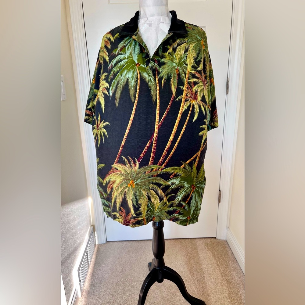 Tommy Bahama Silk Tropical Palm Tree Men's Polo Sz L